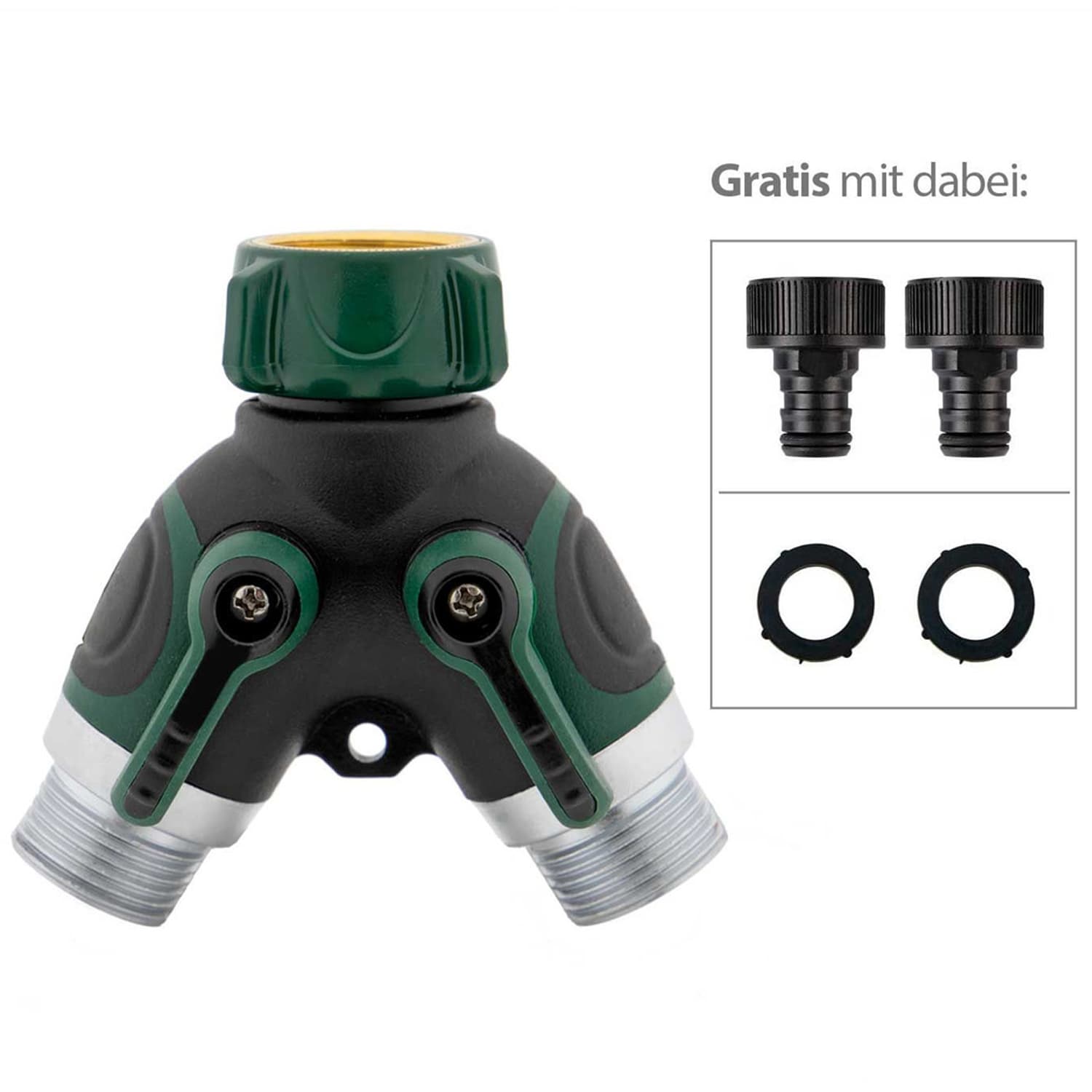 3/4 Distribution 2 voies Premium simplement sur 2x robinets noir-vert