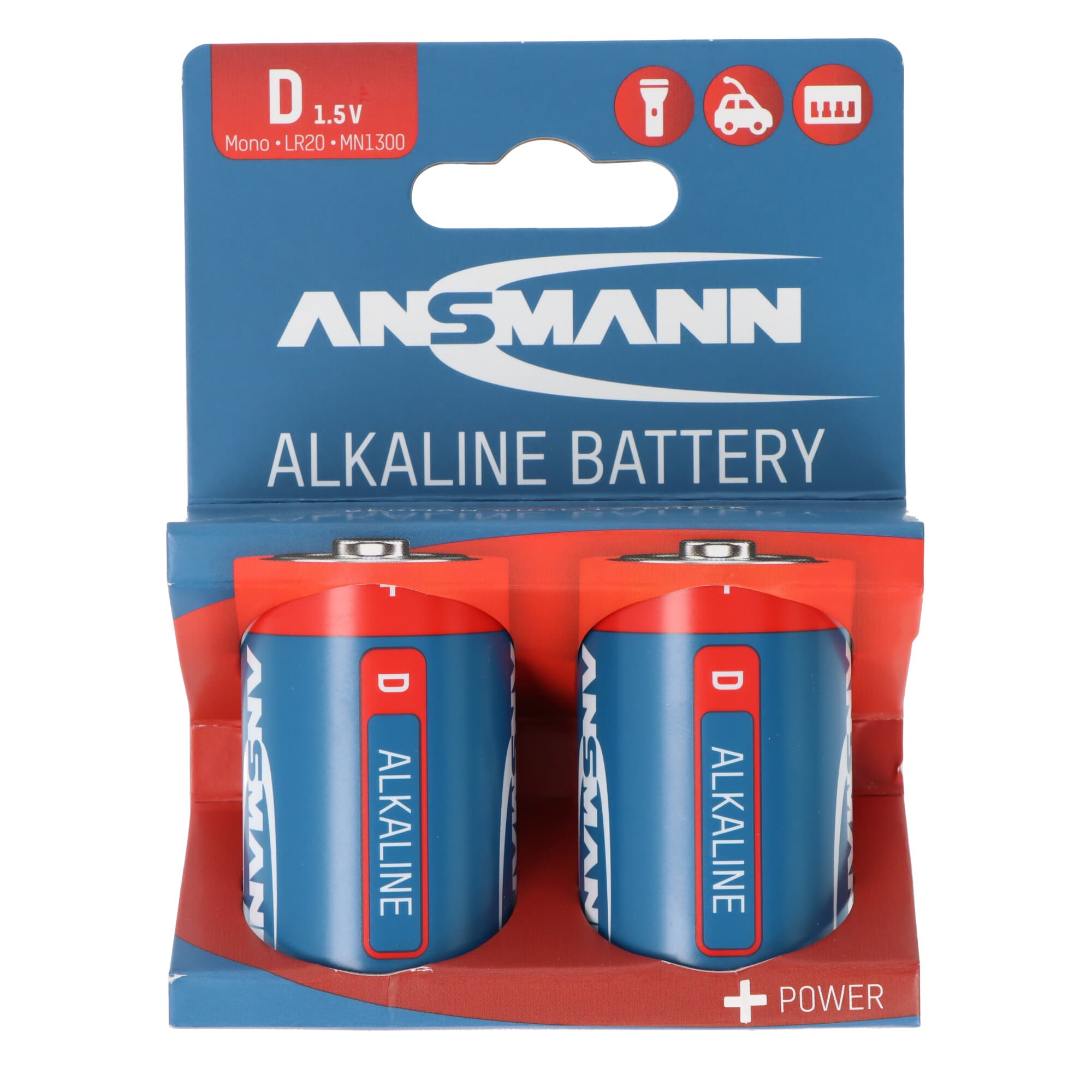Pile alcaline mono D Ansmann, LR20, 1,5 V, blister papier, lot de 2